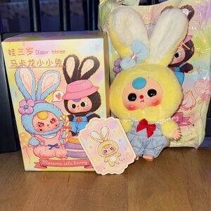 Baby Three Macaron Cute Bunny Plush Yellow Bunny